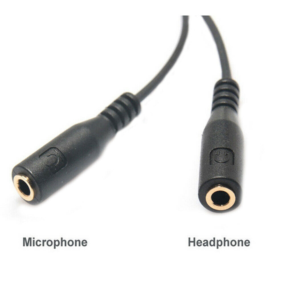 3.5mm Stereo Audio 2 in 1 Adapter Cable Audio Male to Female for PC Headset
