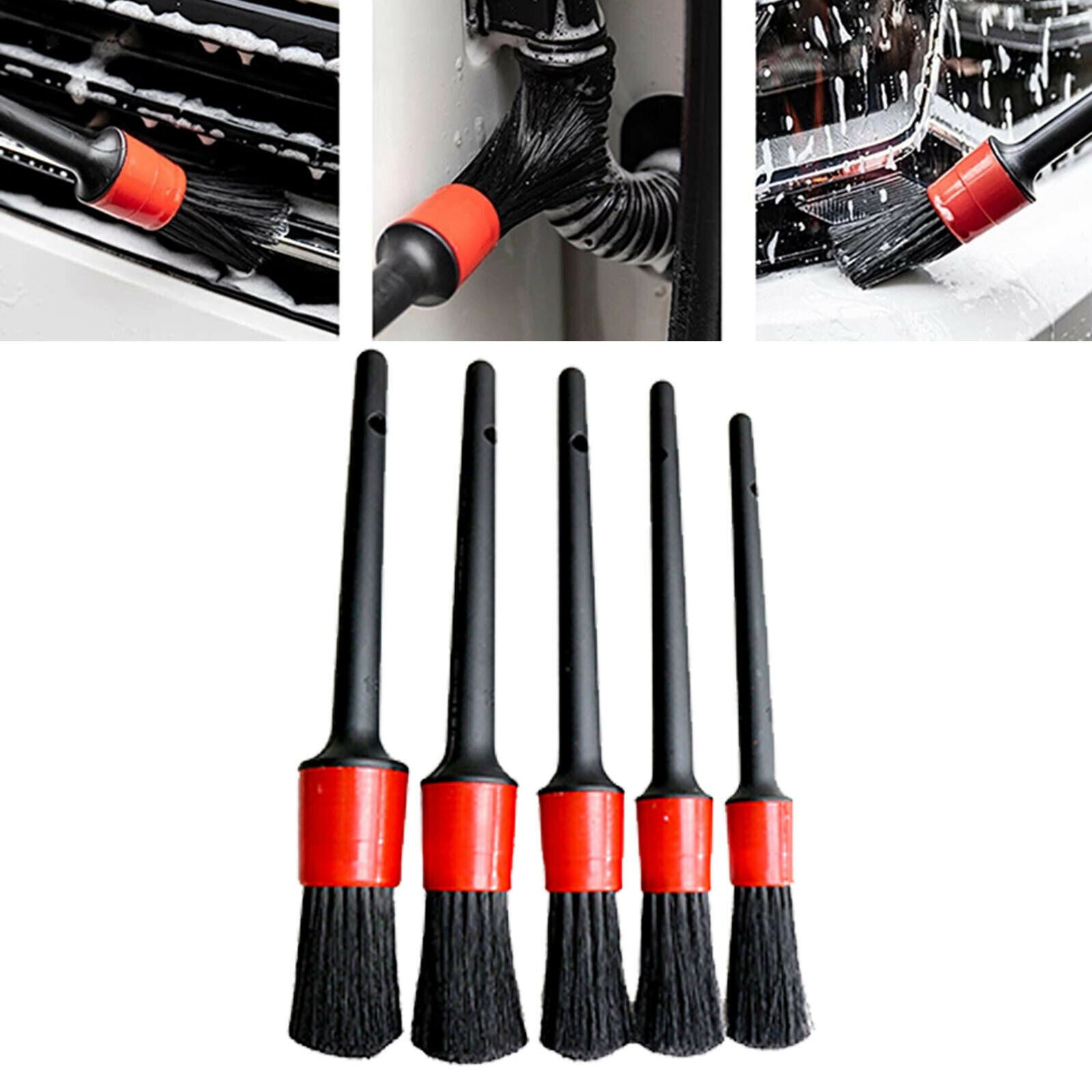 5pcs Car Detailing Brush Kit Plastic Vehicle Auto Interior for Wheel Clean Set