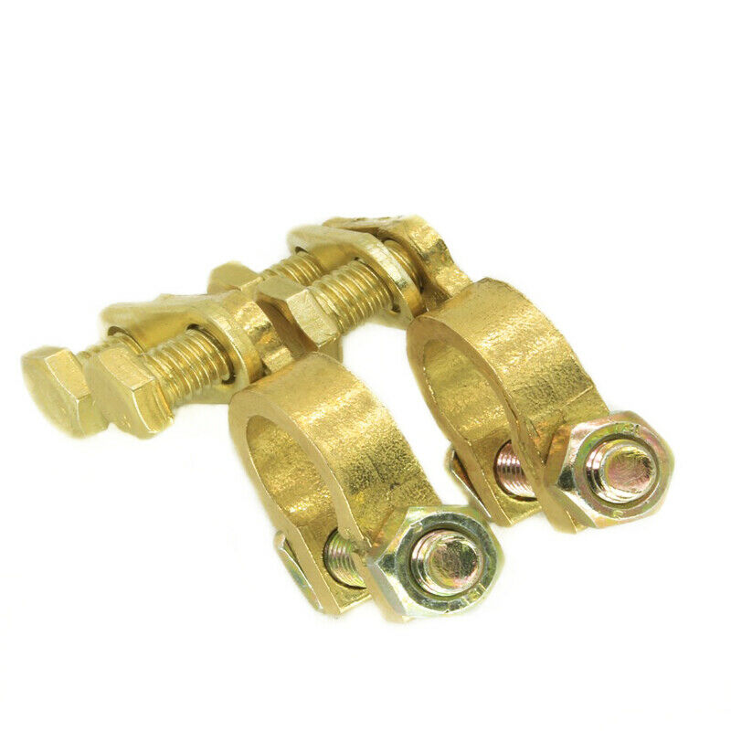Pair M8 Pure Brass Battery Top Post Cable Terminal Wire Clamp Isolators Car Boat
