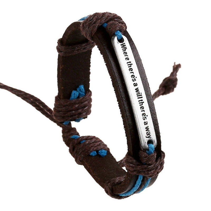 DIY Men Cuff Surfer Tribal Hemp braided Wrap Wrist Faux Leather Bracele.l8