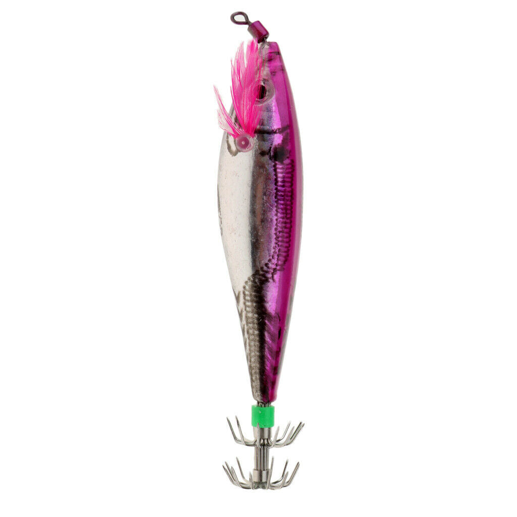2X Hard Plastic Glow Tail Saltwater Fishing Lure Octopus Squid Jig Hook Pink