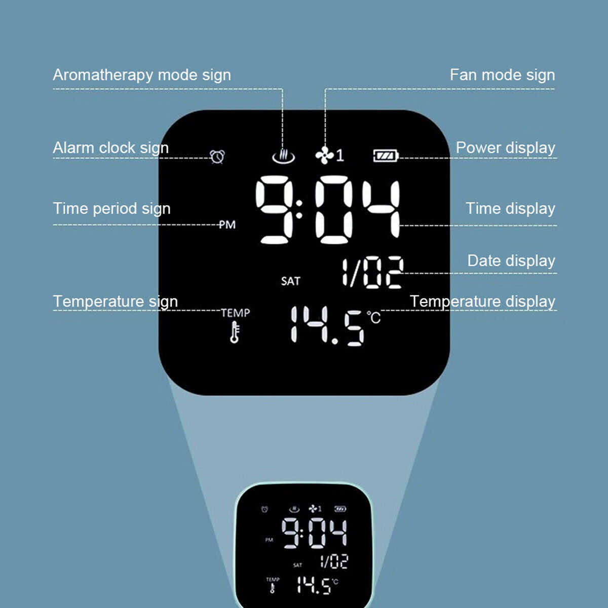 Digital Perpetual Calendar Thermometer Clock Temperature Essential Oil Diffuser