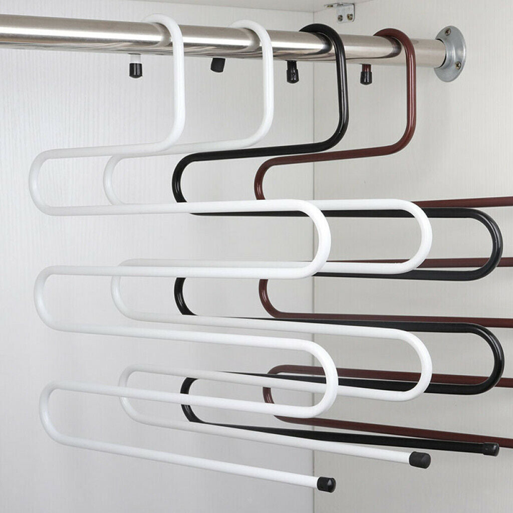 Metal Pants Hanger Space Saving Trousers Scarf Tie Towel Hanging Organizer