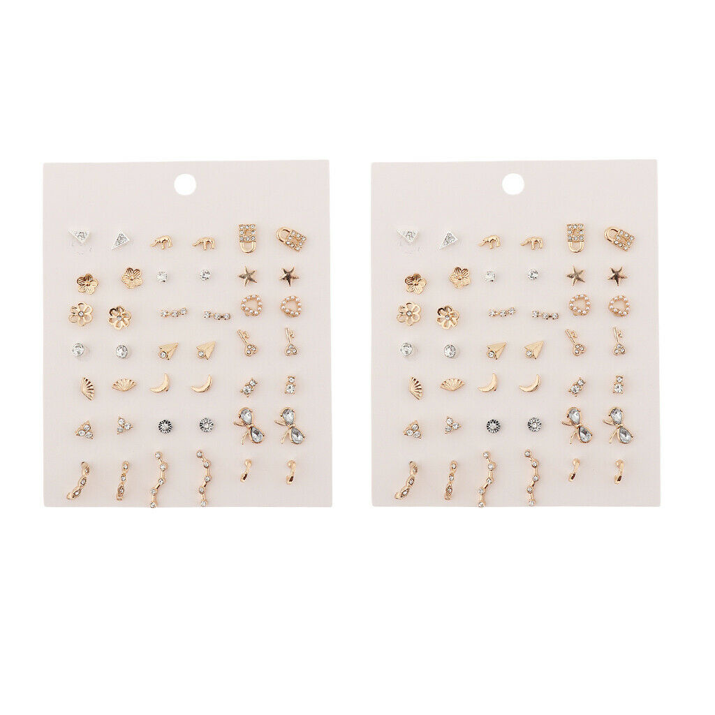 42 Pairs Fashion Korean Stud Earrings Set Round Beads Stainless Steel Jewel