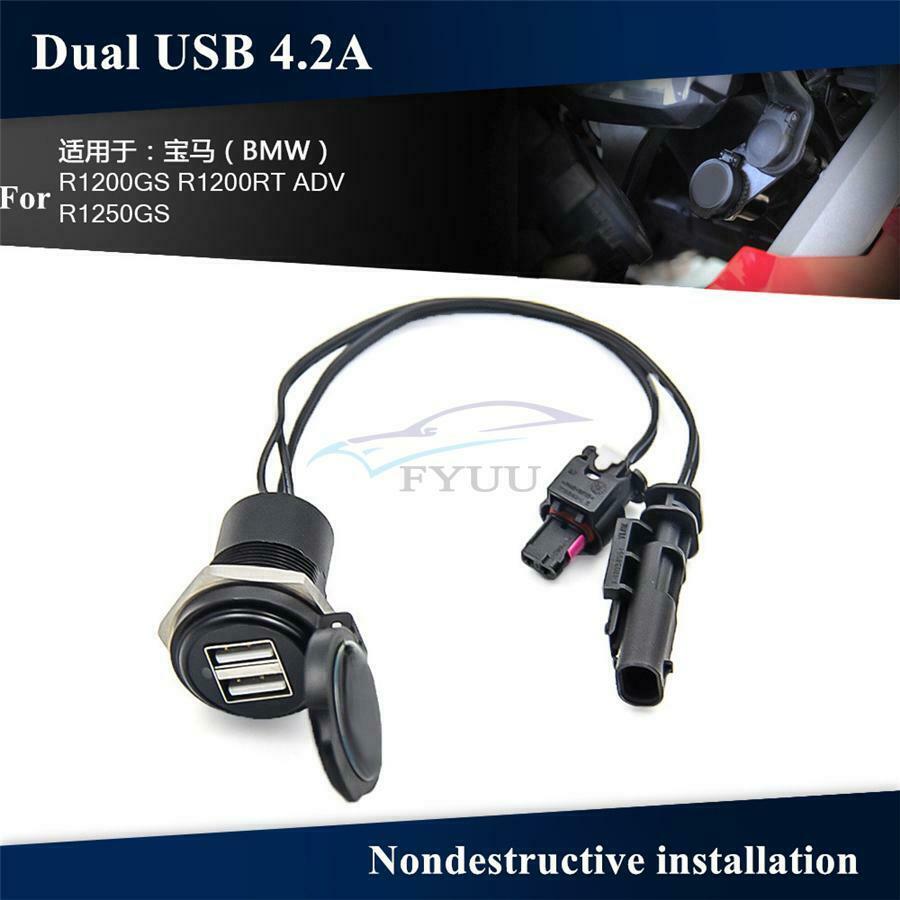 1PCS Motorcycle Adjustable Dual USB 4.2A Interface Port Charger Adapter For BMW