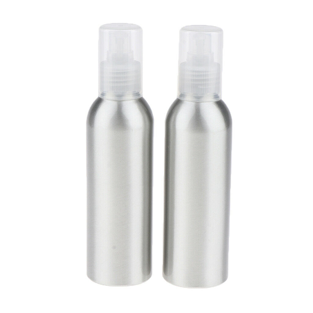 2Pcs Modern Aluminum Refillable Soap Dispenser Pump Bottle For Bathroom - Clear
