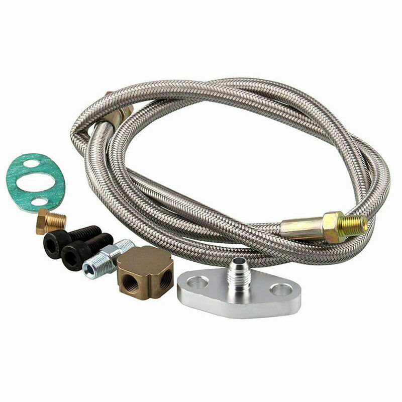 Aluminum Turbo Oil Inlet Hose Feed Line 1/8 NPT Adapter Kit For T3 Turbocharger