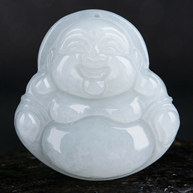 Cert'd Fine Smooth Green Icy Jadeite Jade Buddha Jewelry Pendant "Grade A"