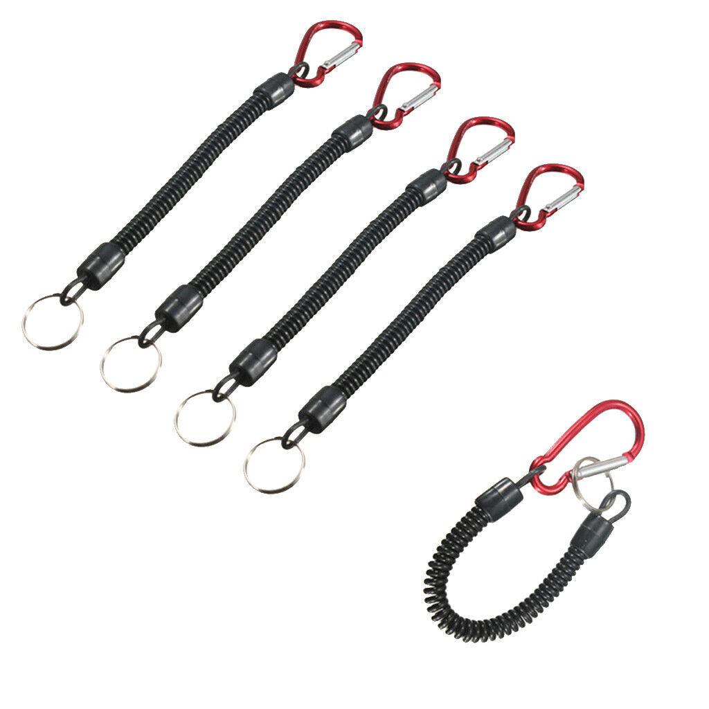 5pcs Retractable Fishing Lanyards Coiled Tether Secure Tackle Tools Red