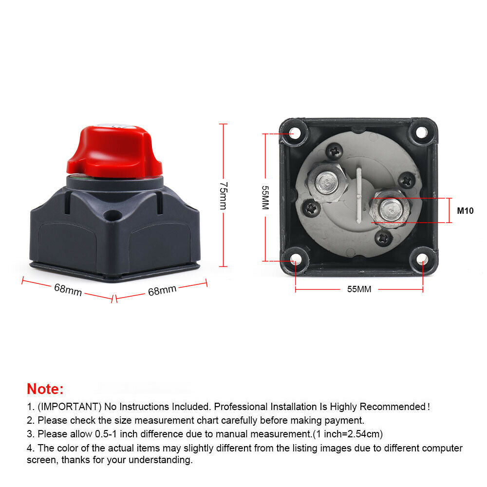 12V-60V 100A-300A Car Auto RV Marine Boat Battery Disconnect Rotary Switch Cut