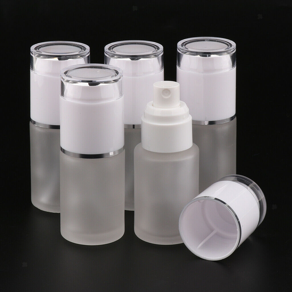 5Pcs Glass spray Bottles Refillable Cosmetic Container Leakproof 30ml white