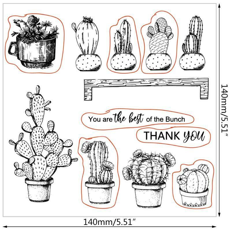 Cactus DIY Silicone Clear Stamp Cling Seal Scrapbook Embossing Album Decor Craft