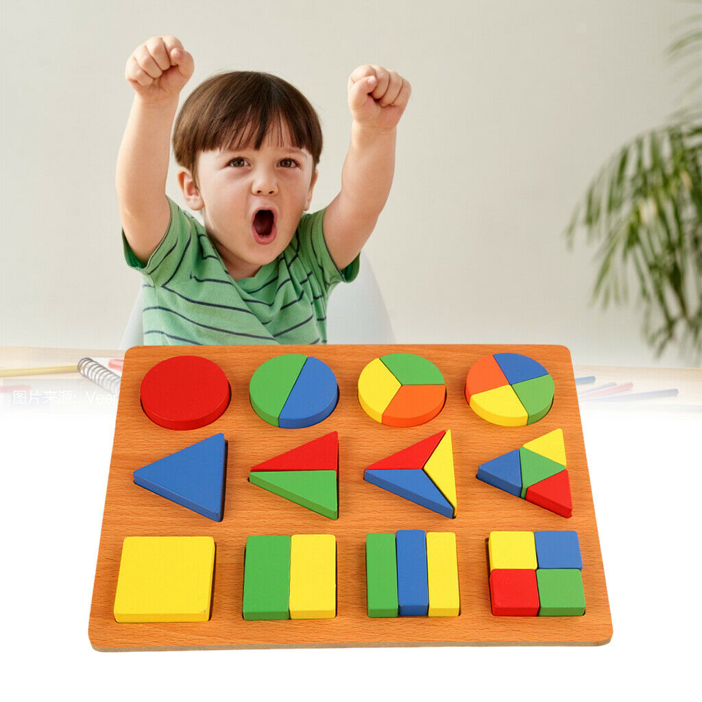 Wood Geometry Shape Matching Block Puzzle Board Stacking Color Recognition