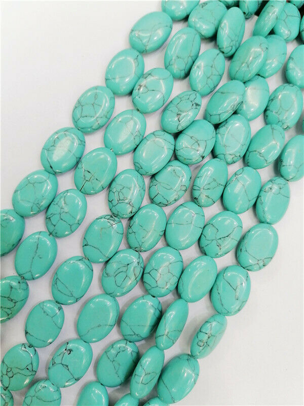 1 Strand 18x13x6mm Green Turquoise Oval DIY Spacer Loose Beads 15.5inch HH8769