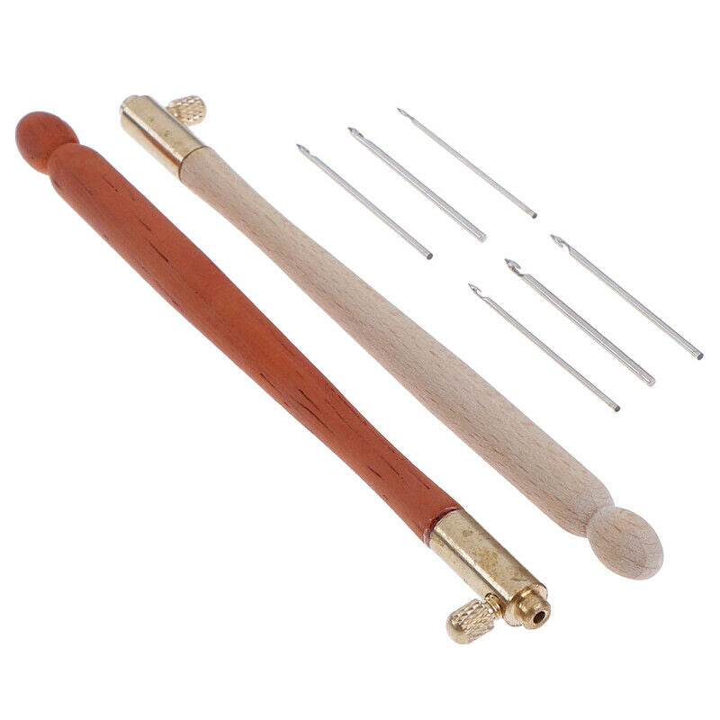 French Embroidery Needles Hook with 3 Needles Bead Glitter Bead Embroidery Y*WF