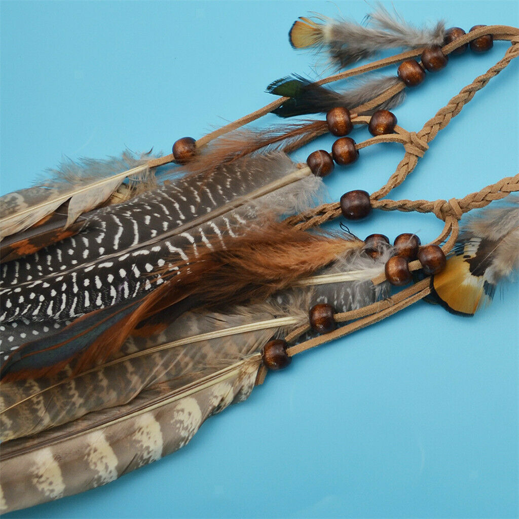 Bohemian Headband Feather Headpiece Hippie Headdress Adjustable Ethnic Party