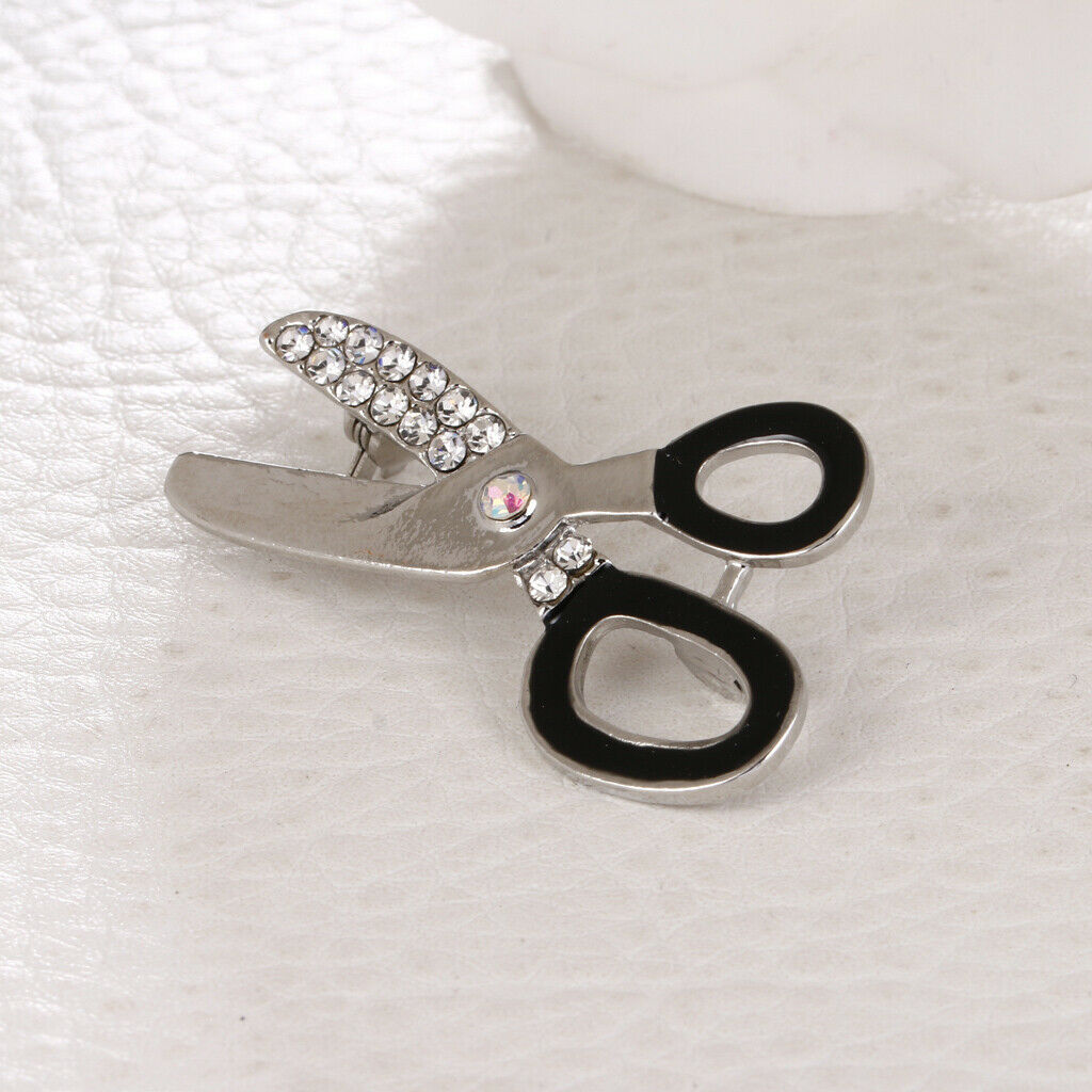 Small Scissor Crystal Rhinestone Brooch Wedding Bridal Jewelry Accessory Novelty