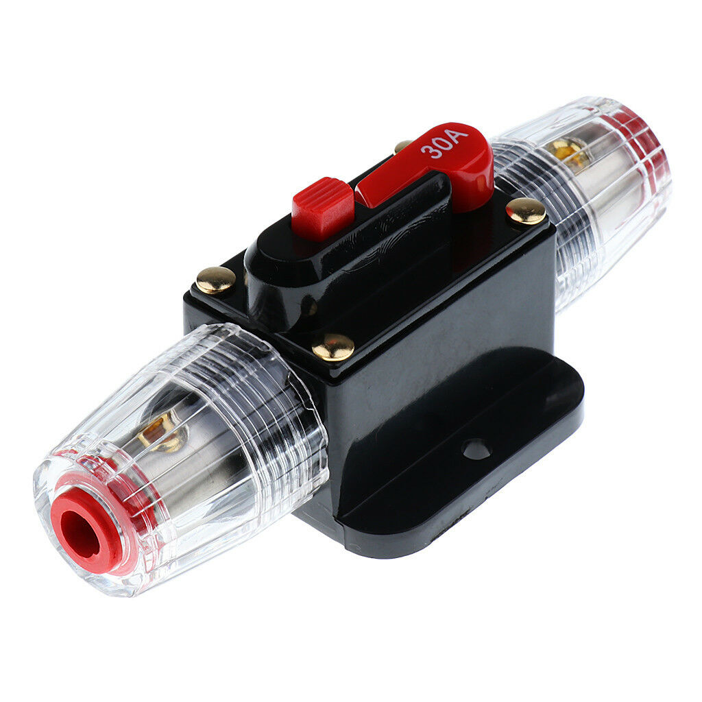 Car Boat Audio Circuit Breaker with Inline Manual Reset Fuse Holder 30A AMP