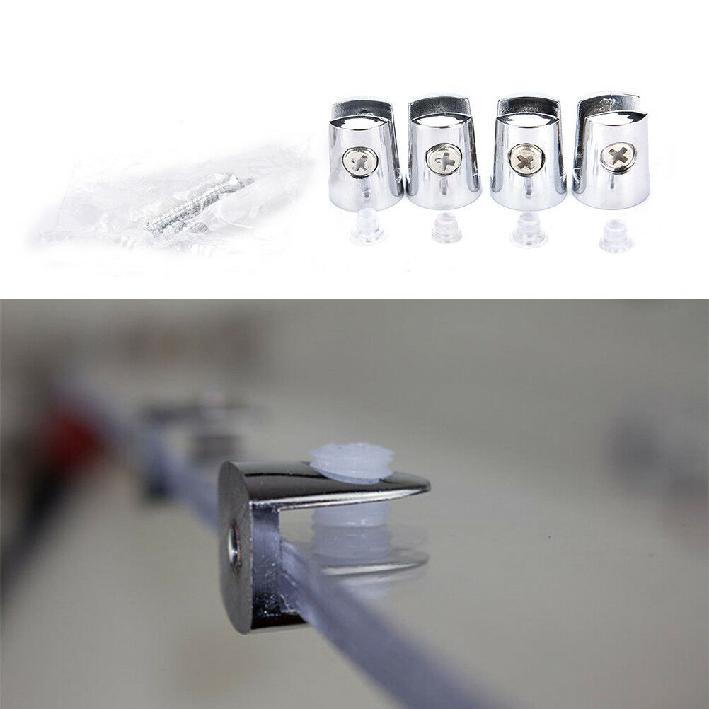 4Pcs Round Shelves Support Brackets Clamps Clips 4-6mm Glass Wooden Acryl.l8
