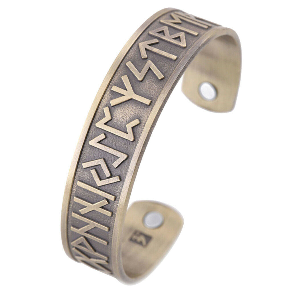 2pcs Alloy Nordic Viking Scandinavian 24 Runes Bangle Amulet for Men Women