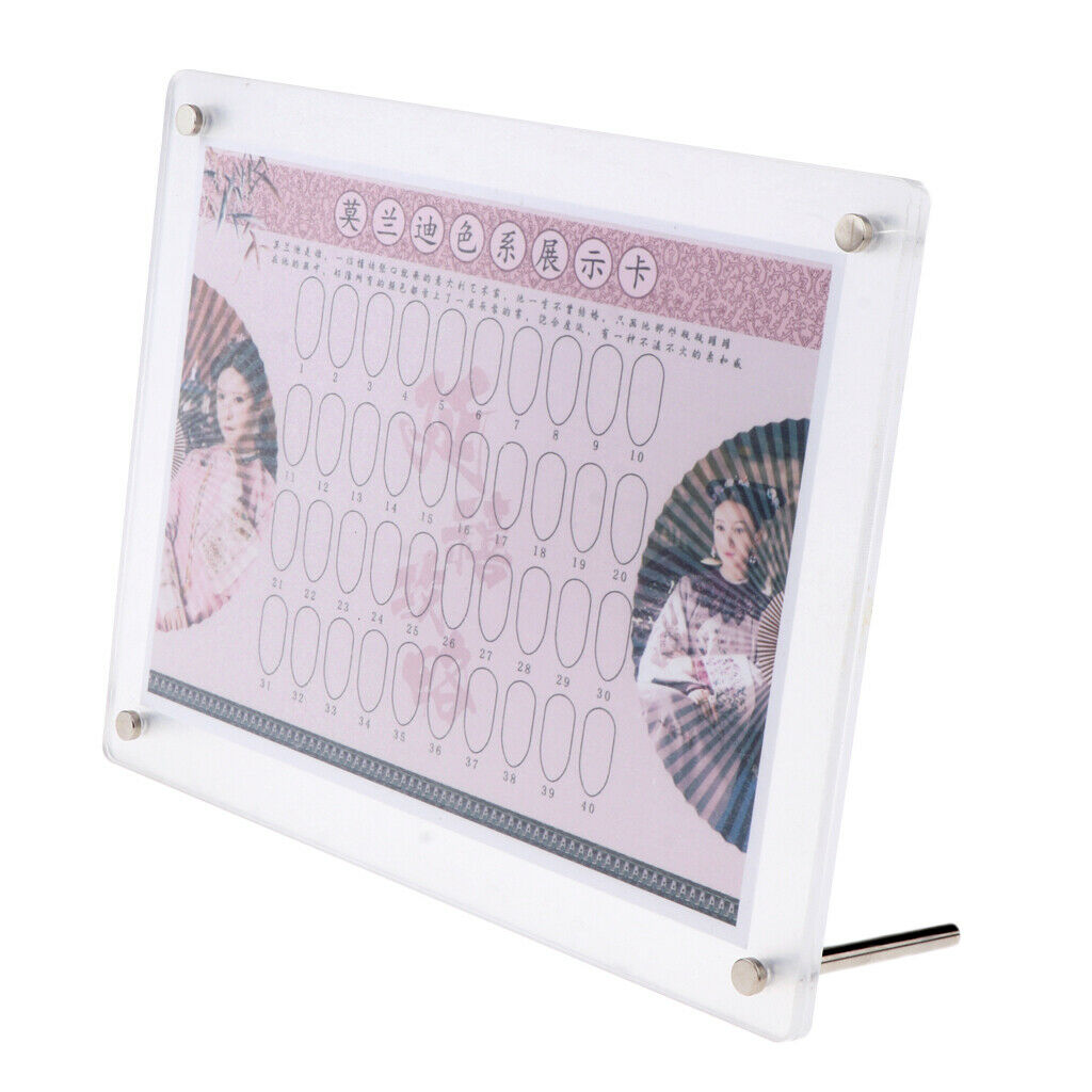 Pro 40 Colors Nail Polish Display Chart Book Color Card Acrylic Stand Board