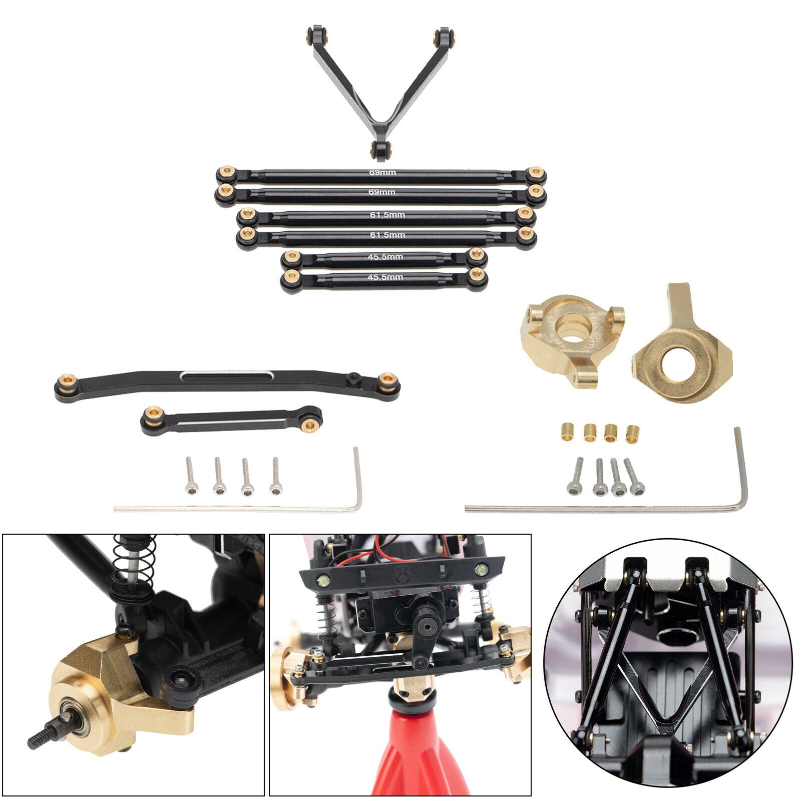 Steering Joint Cups + Steering Rod + Linkage Kit for Axial SCX24 90081