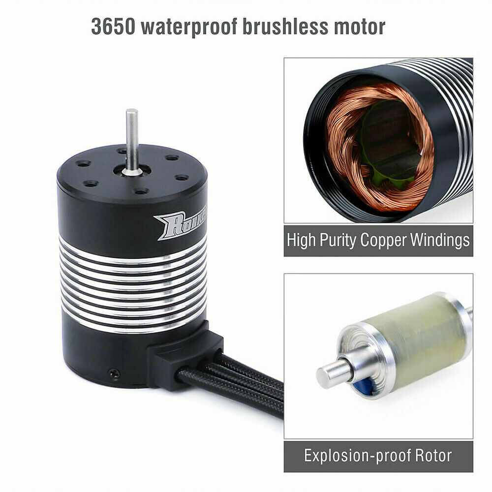 Rocket 3650 Waterproof Sensorless Brushless Motor 5900KV 80A ESC for 1/10 RC Car