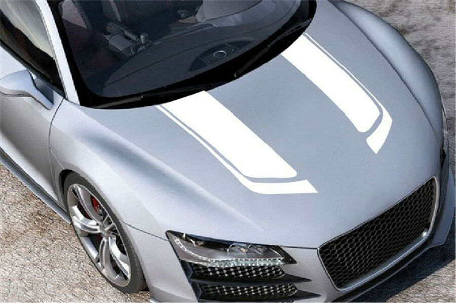 1 Pair White Racing Sports Stripes Stickers Car Front Hood Lamp Eyebrow Stickers