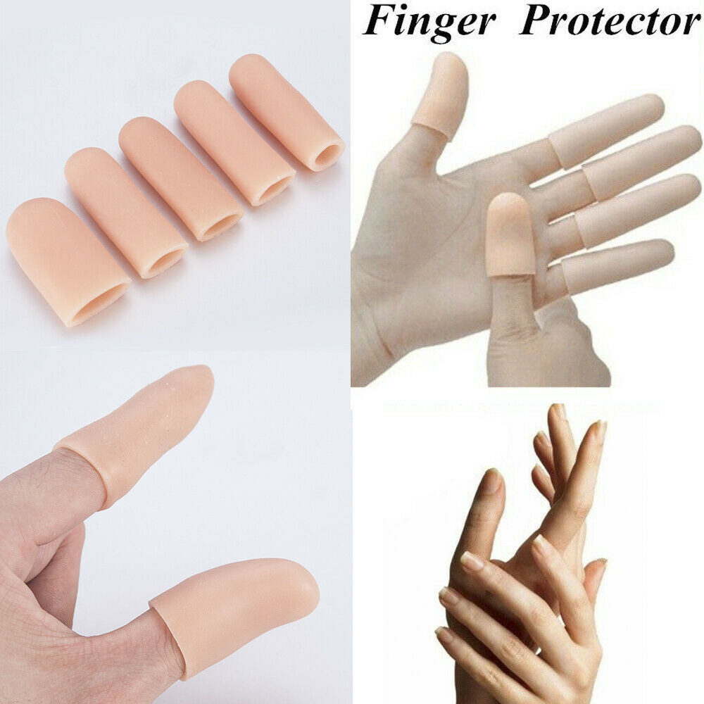 5Pcs Silicone Gel Finger Protectors, Finger Cots Cover Protection Finger Caps AU