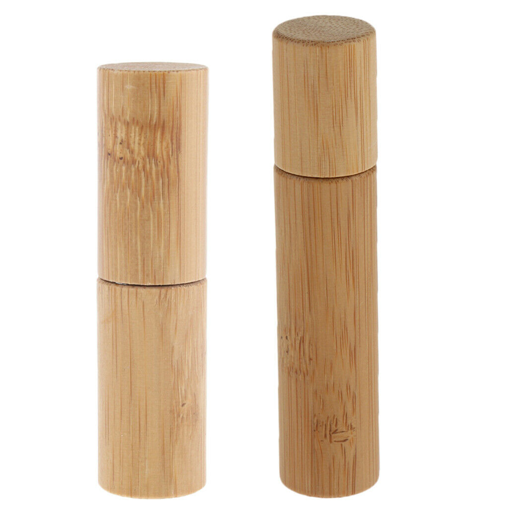 2x 5ml/10ml Natural Bamboo Empty Essential Oil Roller Bottles Container
