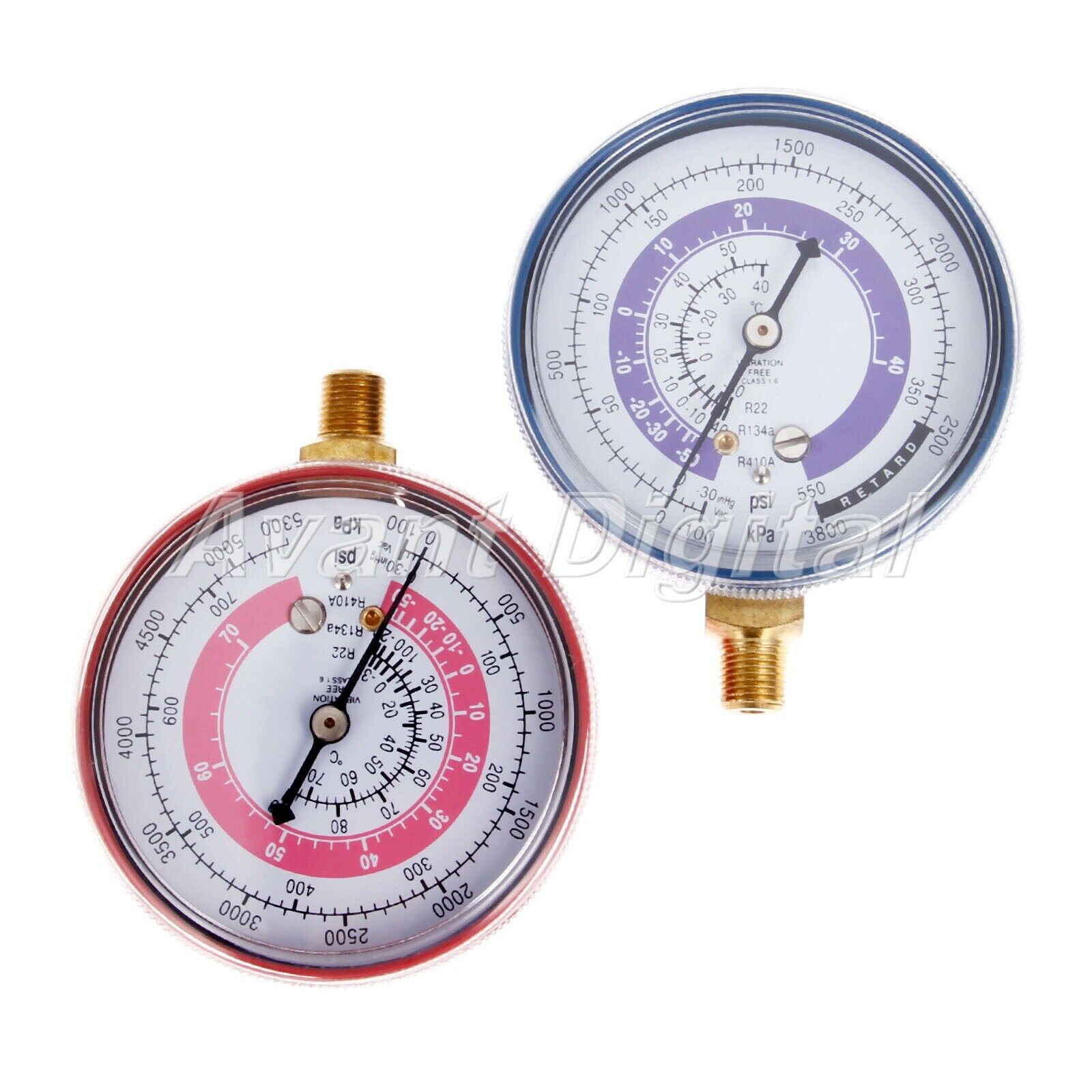 High Red Low Blue pressure gauge 1/8” NPT Compatible For R22 R12 R134a R410 New