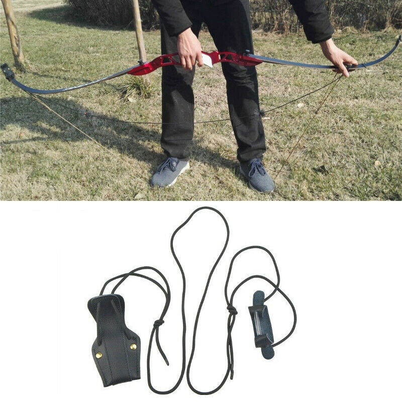 Archery Leather Bow Stringer Rope Install Tool Recurve Bow Longbow Bowstringer