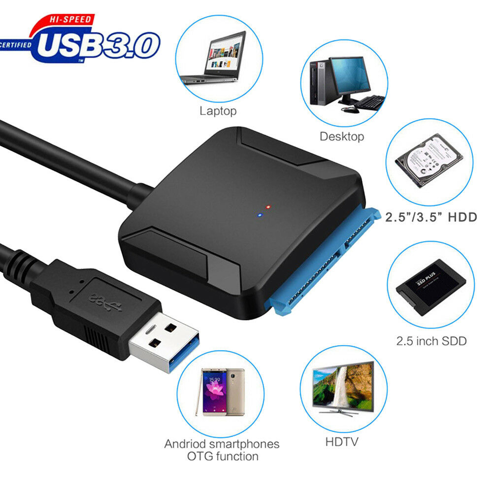 USB 3.0 To Connect SATA 2.5" 3.5" PC Laptop Hard Disk Drive SSD Adapter Cable