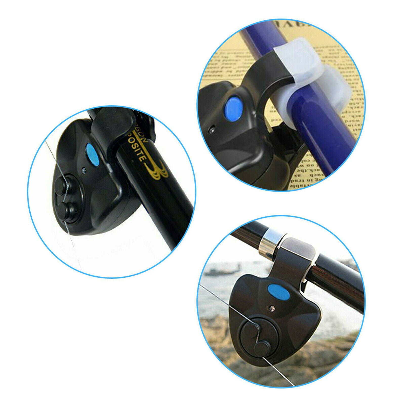 Electronic Fishing Bite Alarm LED Light Sound Alert Bell Clip On Alertor Ring