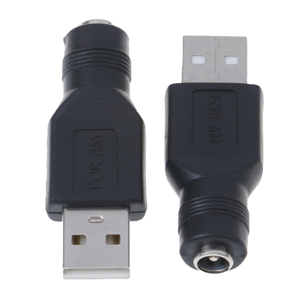 2Pcs USB female to 5.5mm x 2.1mm female DC power converter charger adapter