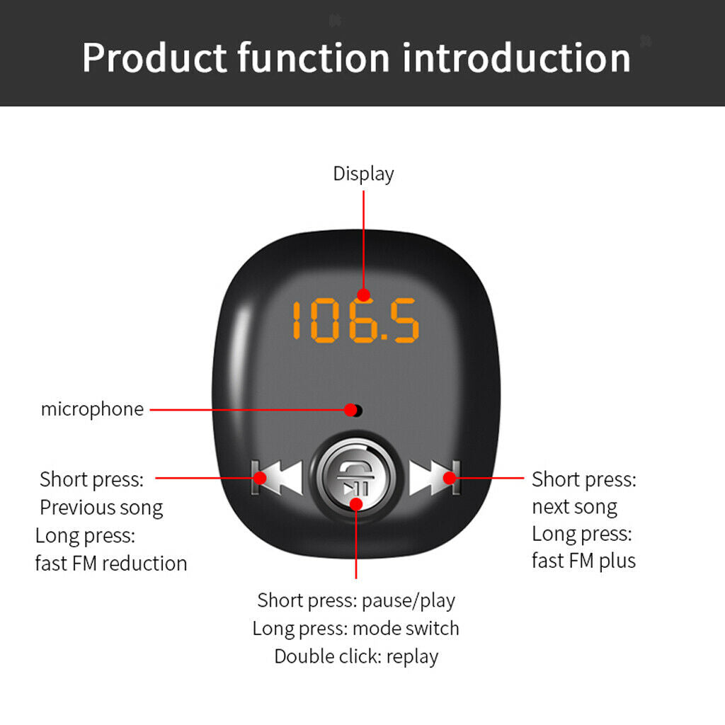 Car Bluetooth TF U Disk Cell Phone MP3 FM Transmitter Handfree Calling Nav