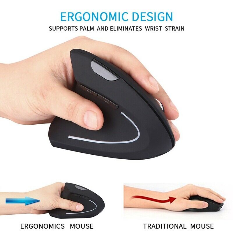 Mouse Raton Vertical 2.4Ghz Wireless Left Hand Optical Usb Gaming Computer MicQ2