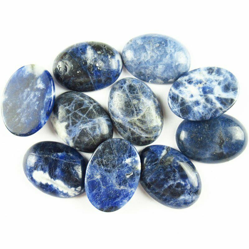 8pcs 25x18x6mm Natural Old Sodalite 30g Oval Cab Cabochon A-277JM