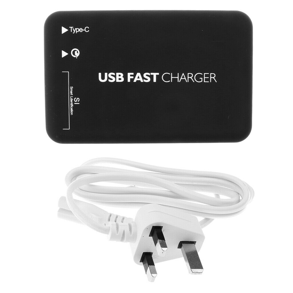 USB Type-C 50W 6-Port USB Charger QC3.0 Fast Charging Station UK Plug