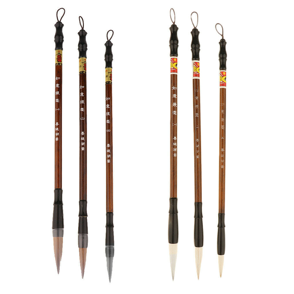 3pcs Chinese Calligraphy Brushes Weasel Wolf Hair Writing Painting Art Craft