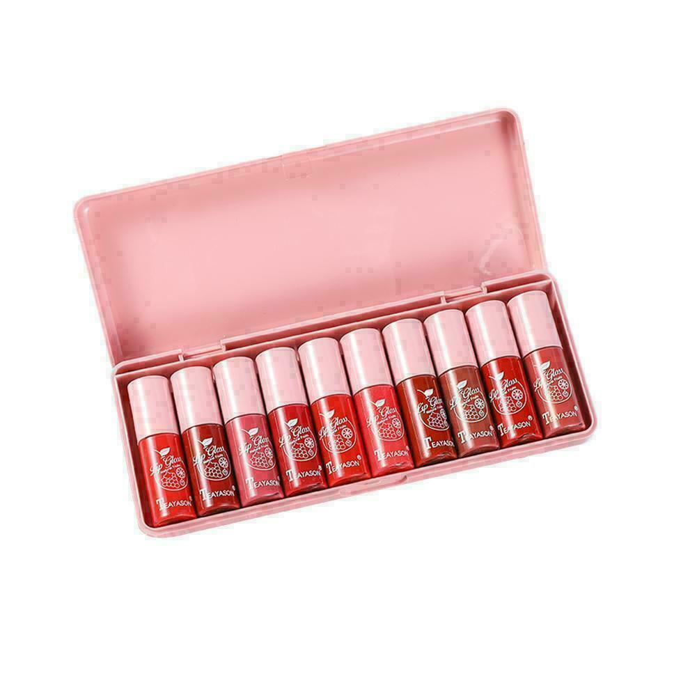 10pcs/set Pearlescent Lip Gloss Liquid Lip Glaze Moisturizing mn T6L3