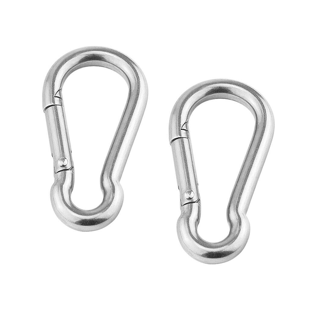 2PCS M5*50mm Multifunctional 304 Stainless Steel SNAP HOOK Carabiner Clips
