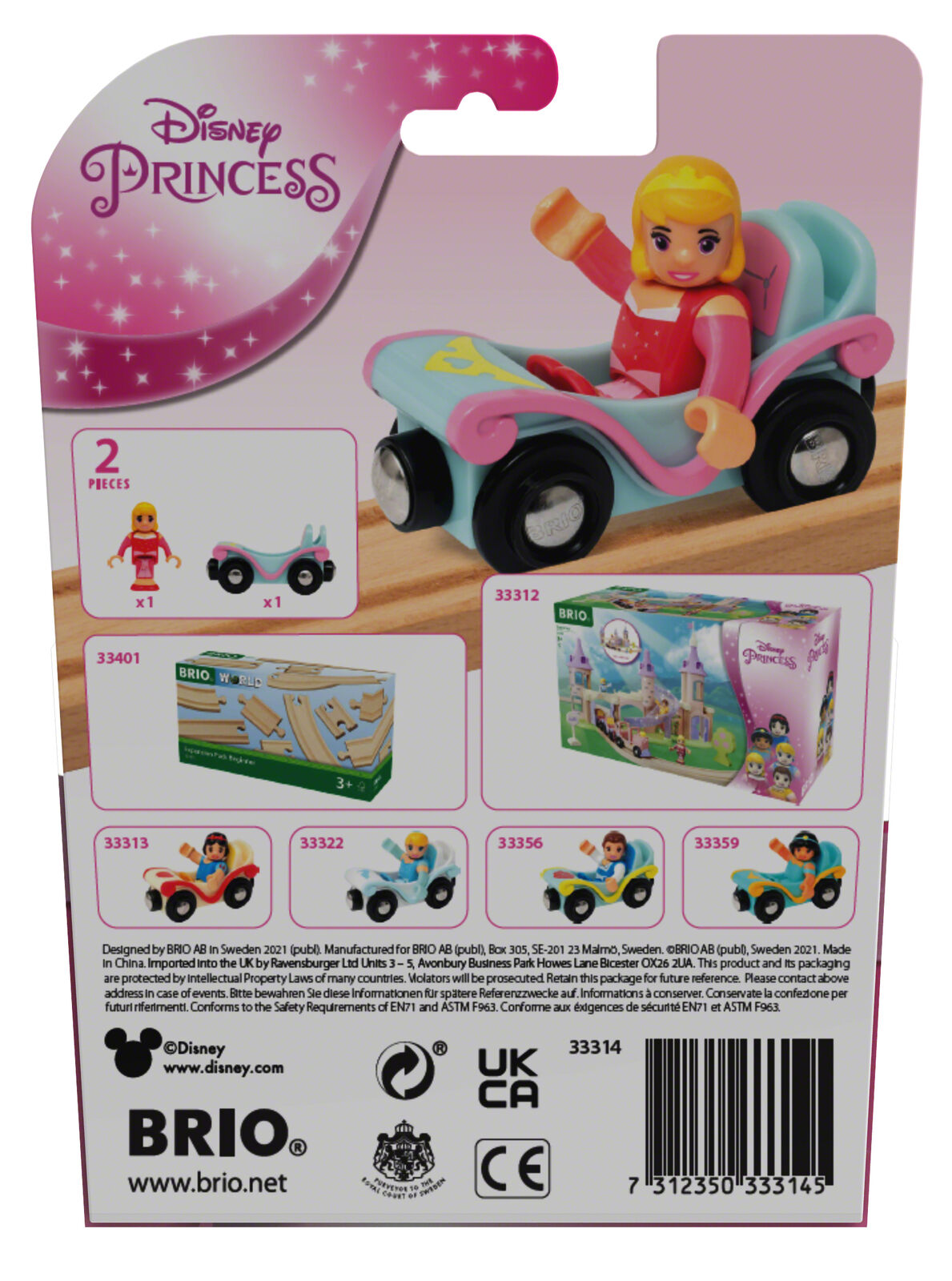 33314 BRIO Disney Princess Sleeping Beauty & Carriage Set Wooden Train Track 3+