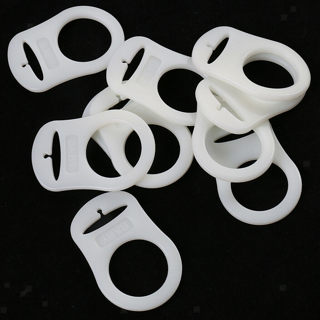 10 Pacifier Dummy Holder Clip Dummy Ring for Button /KAM Soother Ribbon