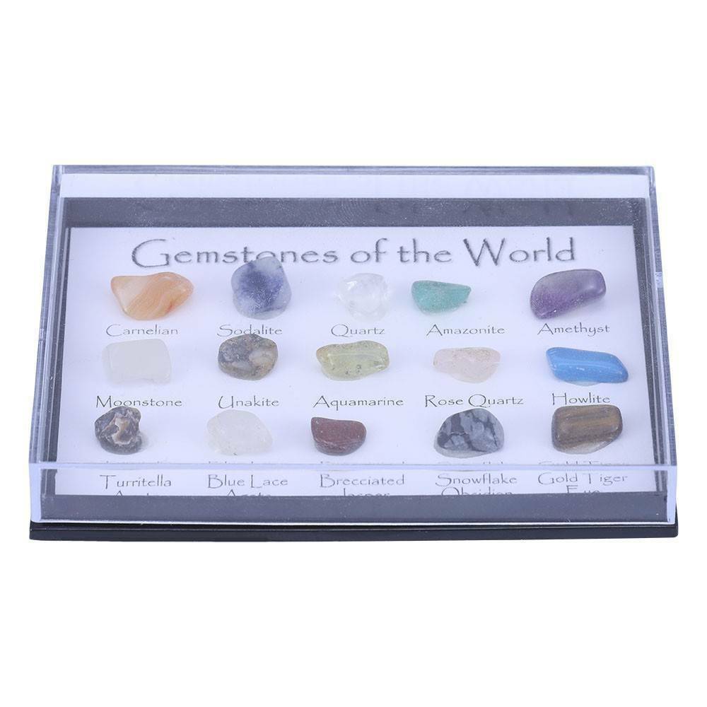 15 PCS/Set Mixed Healing Crystals Tumble Stones Chakra Gemstones Mineral XMAS