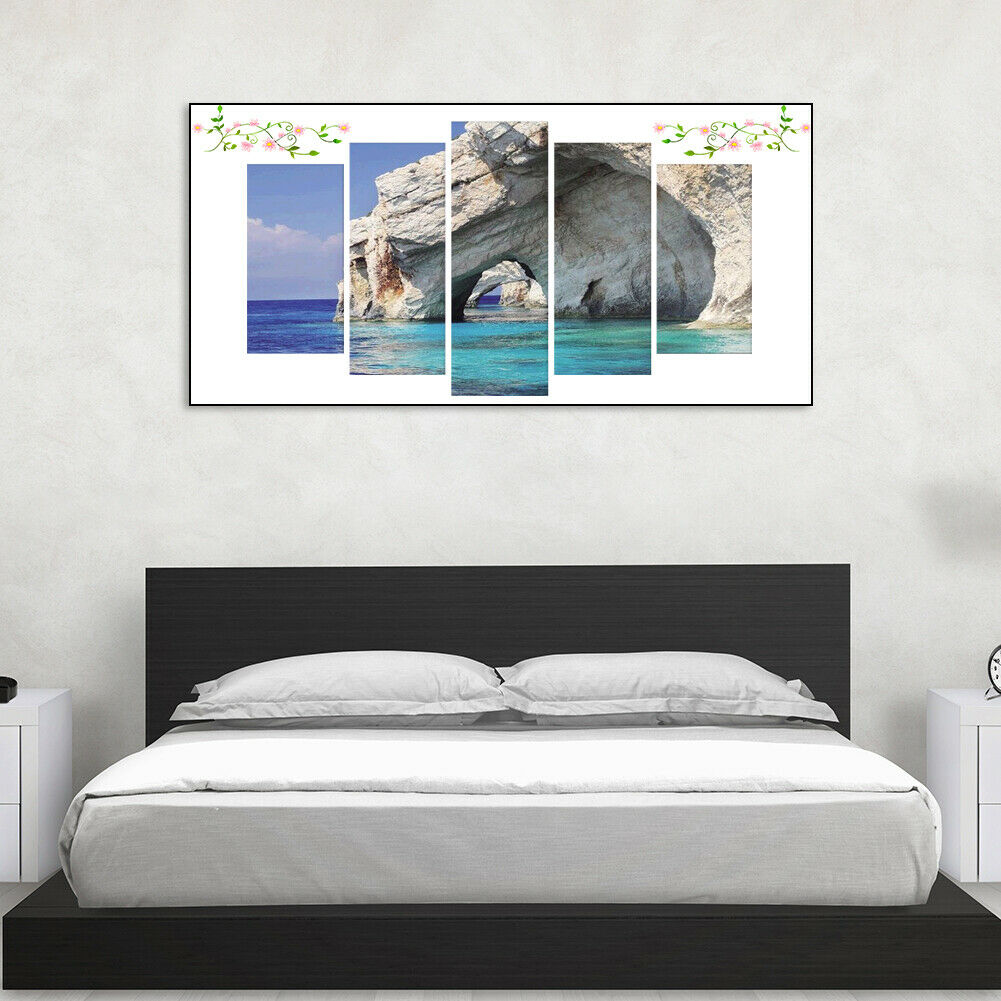 5pcs 5D DIY Full Drill Diamond Painting Seaside Cross Stitch Kit Home Decor @