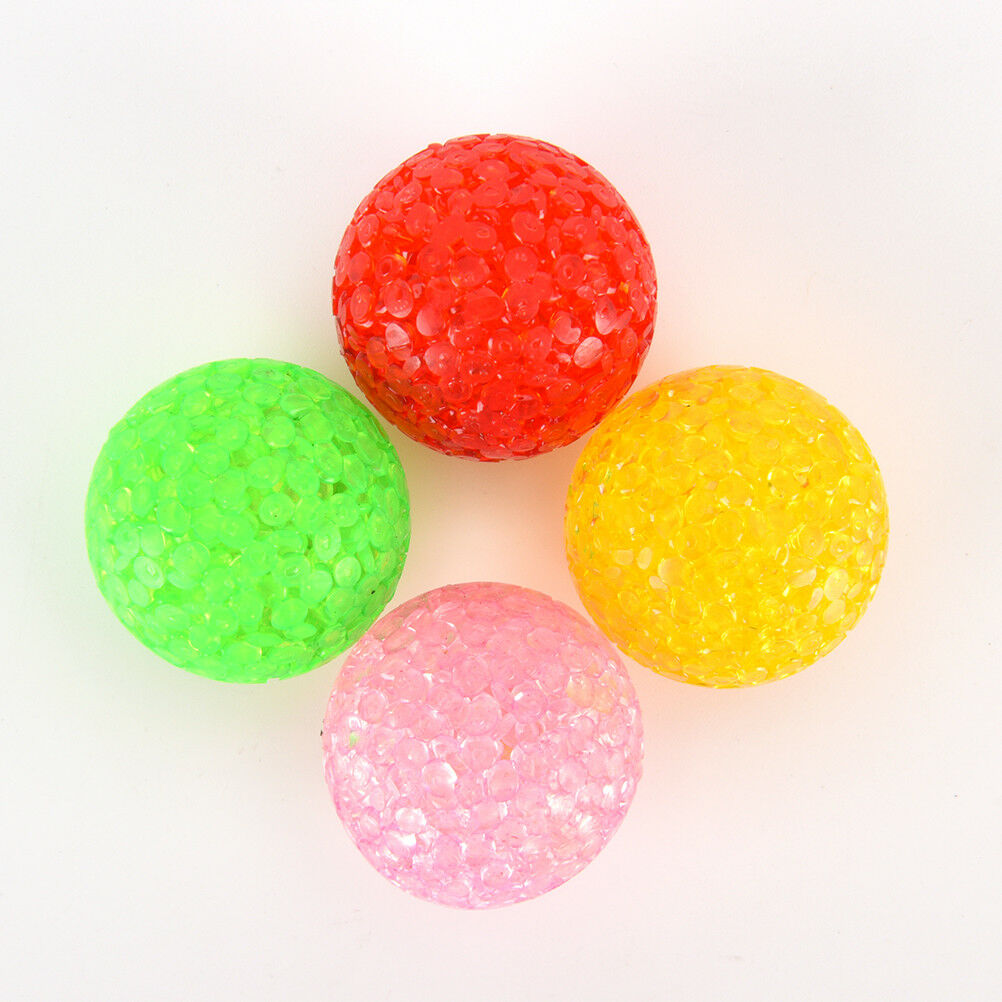 pet dog cat play transparent particles non-toxic rubber ball with bell Xma.l8