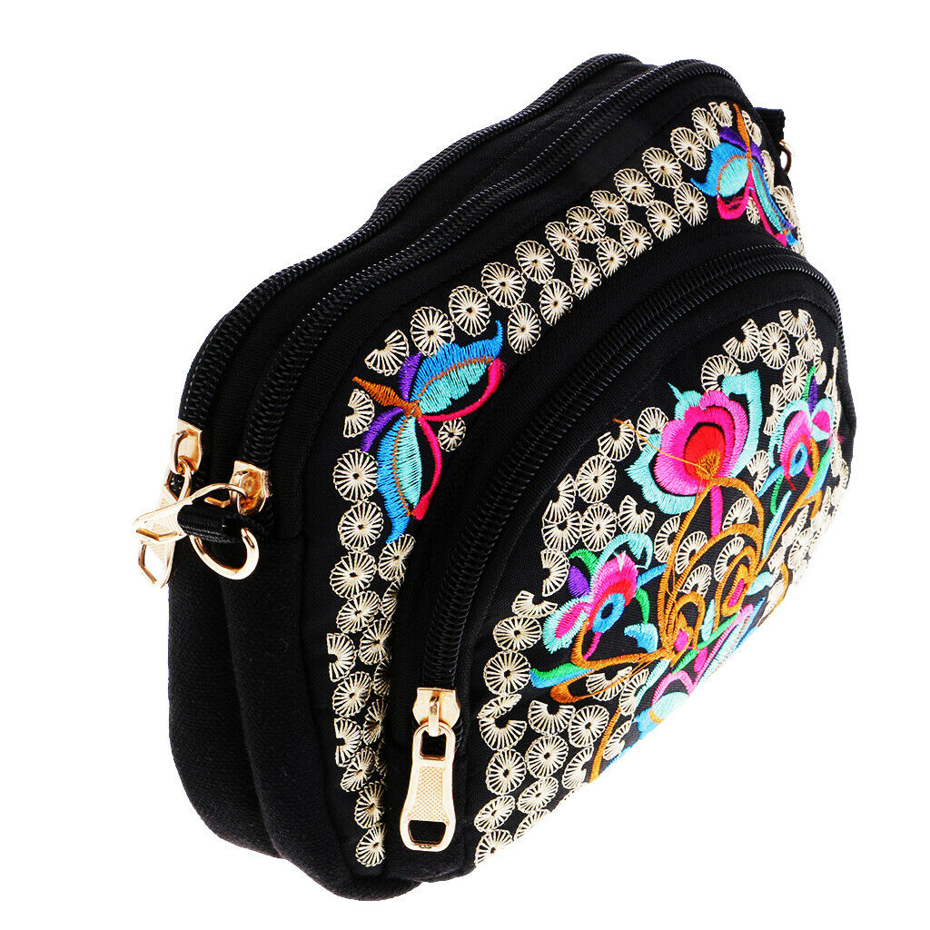 2X Ethnic Embroidery Boho Handmade Single Shoulder Bag Purse Double Faced