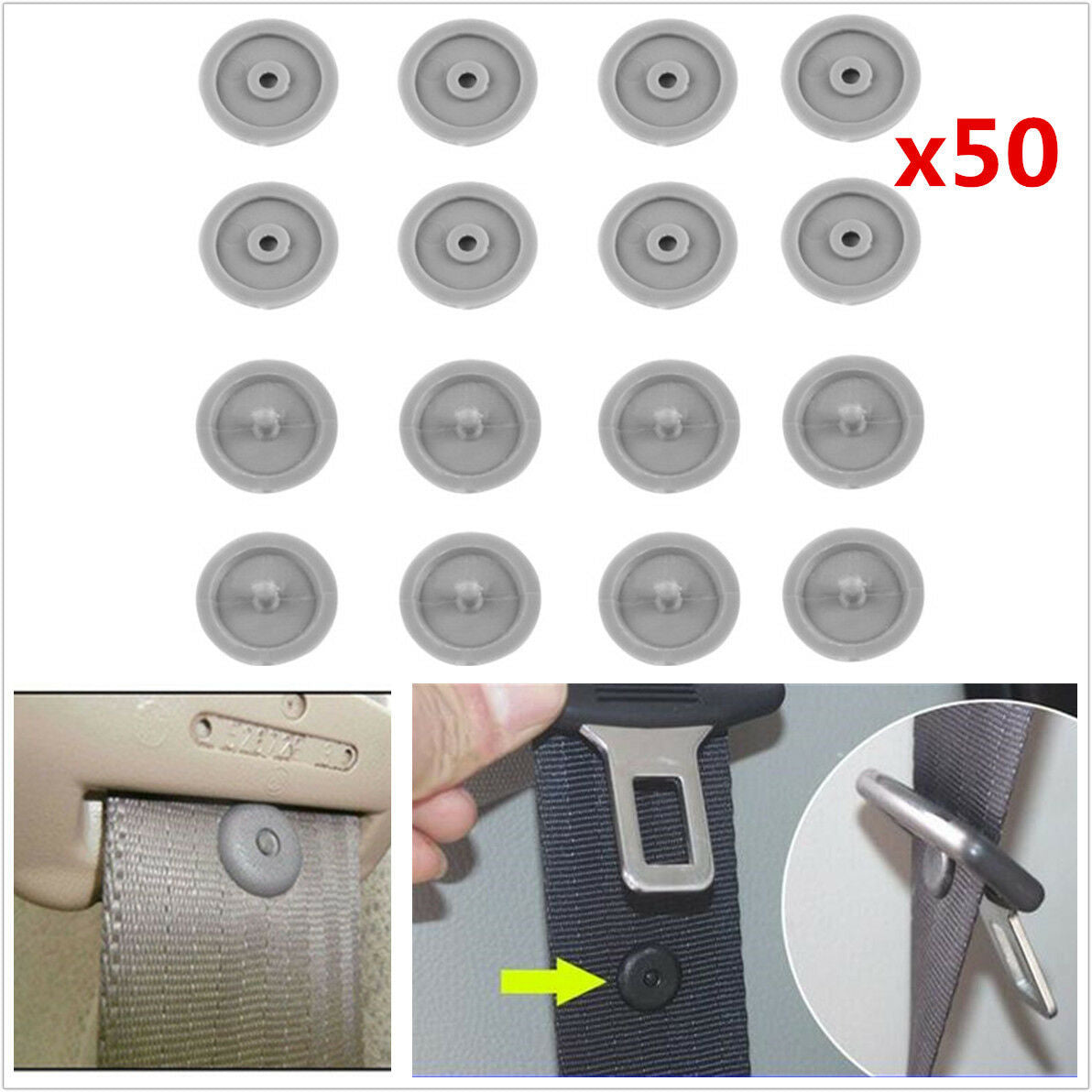 50Pcs Universal Car Seat Belt Stopper Buckle Button Fastener Safety Belt Clips