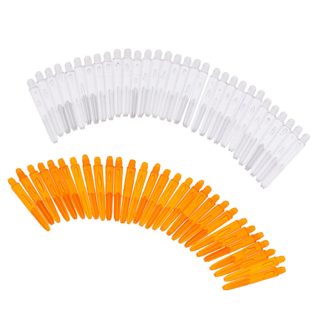 60 Pcs 35mm 2BA Thread Plastic Stems Soft Tip Darts Clear & Orange